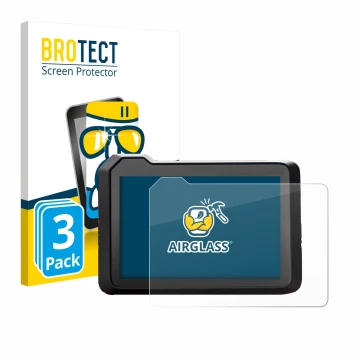 Parte frontal de un envase de producto con el logotipo de la marca BROTECT. Al lado se muestra el dispositivo KTM 990 Duke 202