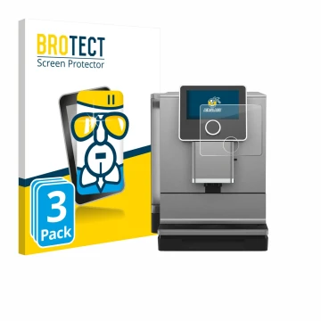 Parte frontal de un envase de producto con el logotipo de la marca BROTECT. Al lado se muestra el dispositivo Nivona NICR 970 