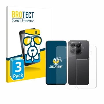 Parte frontal de un envase de producto con el logotipo de la marca BROTECT. Al lado se muestra el dispositivo Xiaomi 15T Pro (
