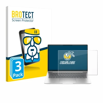 Parte frontal de un envase de producto con el logotipo de la marca BROTECT. Al lado se muestra el dispositivo HP EliteBook 655