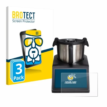 Parte frontal de un envase de producto con el logotipo de la marca BROTECT. Al lado se muestra el dispositivo Ufesa TotalChef 