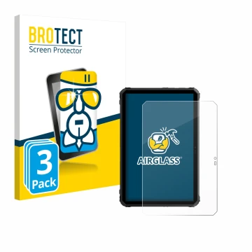 Parte frontal de un envase de producto con el logotipo de la marca BROTECT. Al lado se muestra el dispositivo Blackview Active