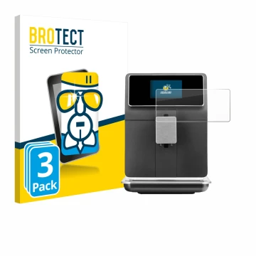 Parte frontal de un envase de producto con el logotipo de la marca BROTECT. Al lado se muestra el dispositivo WMF Perfection 8