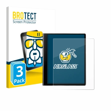 Parte frontal de un envase de producto con el logotipo de la marca BROTECT. Al lado se muestra el dispositivo eazeye Paper 2.0