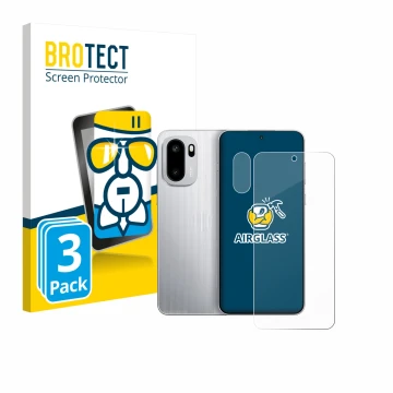 Parte frontal de un envase de producto con el logotipo de la marca BROTECT. Al lado se muestra el dispositivo OnePlus Ace 6 (F