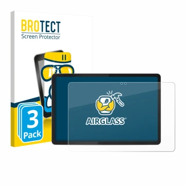 Parte frontal de un envase de producto con el logotipo de la marca BROTECT. Al lado se muestra el dispositivo Lenovo Idea Tab 