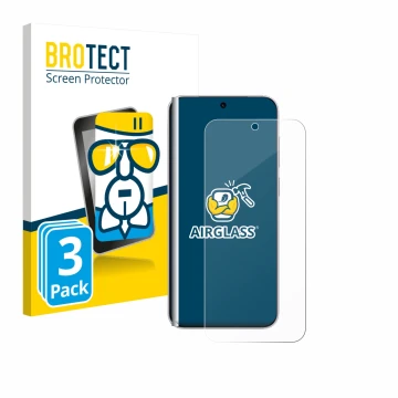 Parte frontal de un envase de producto con el logotipo de la marca BROTECT. Al lado se muestra el dispositivo Vivo X300 Pro co
