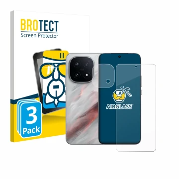 Parte frontal de un envase de producto con el logotipo de la marca BROTECT. Al lado se muestra el dispositivo Vivo iQOO 15 (Fr
