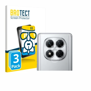 Parte frontal de un envase de producto con el logotipo de la marca BROTECT. Al lado se muestra el dispositivo Xiaomi Poco X7 (