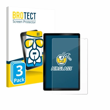 Parte frontal de un envase de producto con el logotipo de la marca BROTECT. Al lado se muestra el dispositivo Yicty C108 10.1