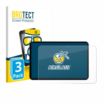 Parte frontal de un envase de producto con el logotipo de la marca BROTECT. Al lado se muestra el dispositivo Tabwee T60 PRO 1