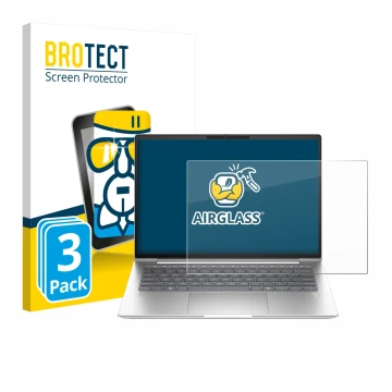 Parte frontal de un envase de producto con el logotipo de la marca BROTECT. Al lado se muestra el dispositivo HP ProBook 4 G1a
