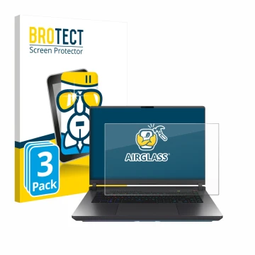 Parte frontal de un envase de producto con el logotipo de la marca BROTECT. Al lado se muestra el dispositivo ASUS ROG Strix G