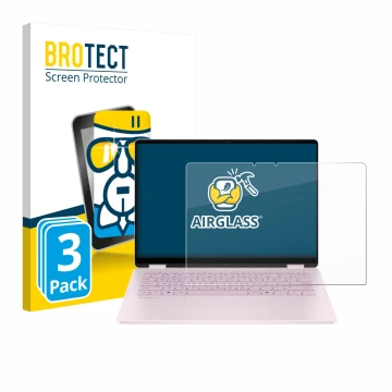 Parte frontal de un envase de producto con el logotipo de la marca BROTECT. Al lado se muestra el dispositivo HP OmniBook 5 Fl