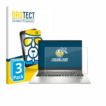 Parte frontal de un envase de producto con el logotipo de la marca BROTECT. Al lado se muestra el dispositivo MSI Prestige A16