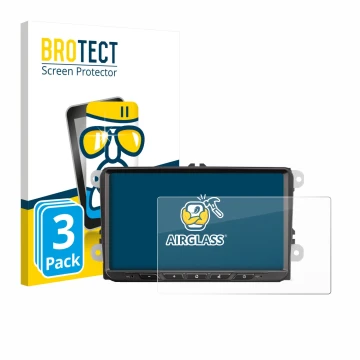 Parte frontal de un envase de producto con el logotipo de la marca BROTECT. Al lado se muestra el dispositivo Zenec Z-E2065 co