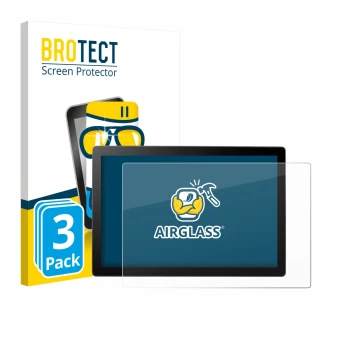 Parte frontal de un envase de producto con el logotipo de la marca BROTECT. Al lado se muestra el dispositivo Wacom Cintiq 16 