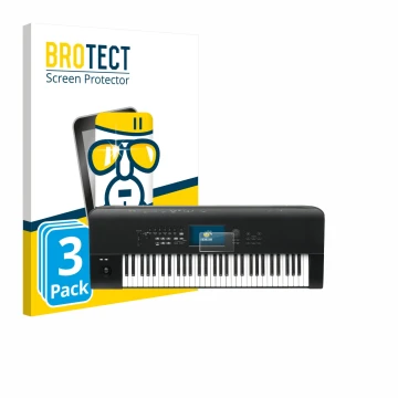 Parte frontal de un envase de producto con el logotipo de la marca BROTECT. Al lado se muestra el dispositivo KORG Nautilus 61