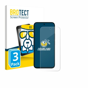 Parte frontal de un envase de producto con el logotipo de la marca BROTECT. Al lado se muestra el dispositivo Honor X6c con su