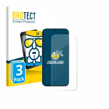 Parte frontal de un envase de producto con el logotipo de la marca BROTECT. Al lado se muestra el dispositivo Vivo S50 con su 