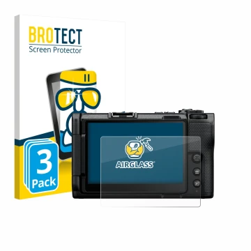 Parte frontal de un envase de producto con el logotipo de la marca BROTECT. Al lado se muestra el dispositivo Nikon ZR 2025 co