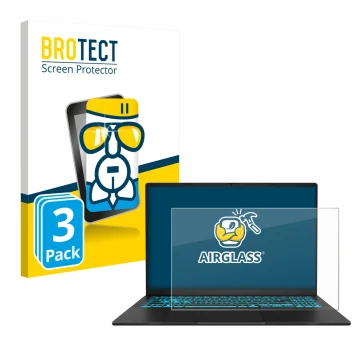 Parte frontal de un envase de producto con el logotipo de la marca BROTECT. Al lado se muestra el dispositivo ASUS V16 V3607 c
