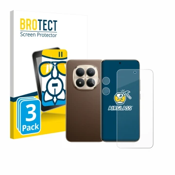 Parte frontal de un envase de producto con el logotipo de la marca BROTECT. Al lado se muestra el dispositivo Xiaomi Redmi Not