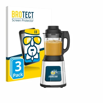 Parte frontal de un envase de producto con el logotipo de la marca BROTECT. Al lado se muestra el dispositivo Moulinex LM83SD1