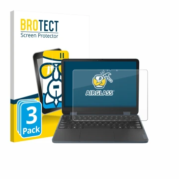 Parte frontal de un envase de producto con el logotipo de la marca BROTECT. Al lado se muestra el dispositivo Lenovo 500w 2-in