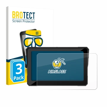 Parte frontal de un envase de producto con el logotipo de la marca BROTECT. Al lado se muestra el dispositivo Carpuride W702 P