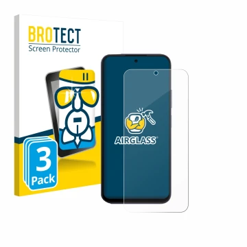 Parte frontal de un envase de producto con el logotipo de la marca BROTECT. Al lado se muestra el dispositivo Oppo A6x 4G con 