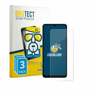 Parte frontal de un envase de producto con el logotipo de la marca BROTECT. Al lado se muestra el dispositivo Vivo Y11 2026 co