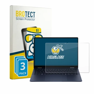 Parte frontal de un envase de producto con el logotipo de la marca BROTECT. Al lado se muestra el dispositivo HP EliteBook X F