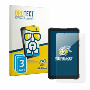 Parte frontal de un envase de producto con el logotipo de la marca BROTECT. Al lado se muestra el dispositivo Hotwav R11 Pro c