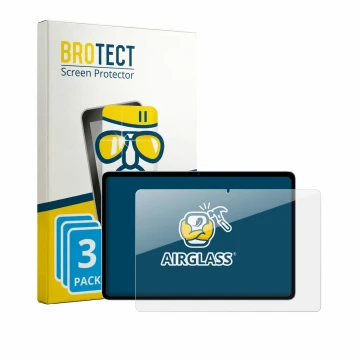 Parte frontal de un envase de producto con el logotipo de la marca BROTECT. Al lado se muestra el dispositivo Teclast P35 con 