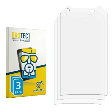 Parte frontal de un envase de producto con el logotipo de la marca BROTECT. Al lado está el protector de pantalla correspondie