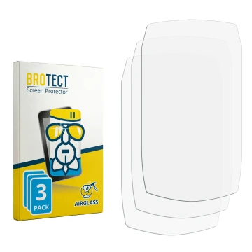 Parte frontal de un envase de producto con el logotipo de la marca BROTECT. Al lado está el protector de pantalla correspondie
