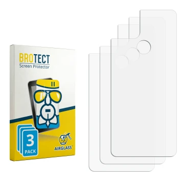 Parte frontal de un envase de producto con el logotipo de la marca BROTECT. Al lado está el protector de pantalla correspondie