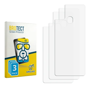 Parte frontal de un envase de producto con el logotipo de la marca BROTECT. Al lado está el protector de pantalla correspondie