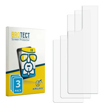 Parte frontal de un envase de producto con el logotipo de la marca BROTECT. Al lado está el protector de pantalla correspondie