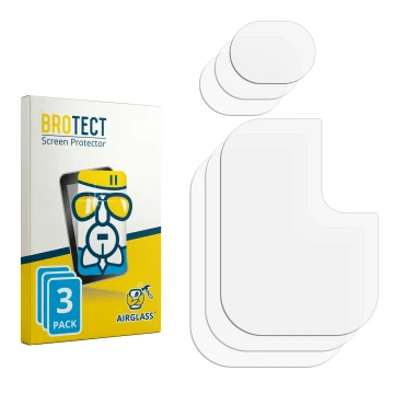 Parte frontal de un envase de producto con el logotipo de la marca BROTECT. Al lado está el protector de pantalla correspondie