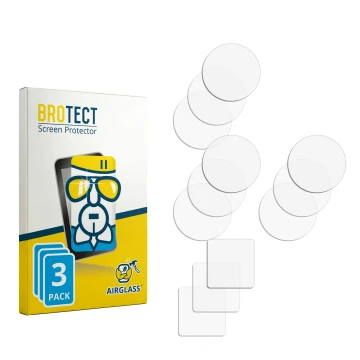 Parte frontal de un envase de producto con el logotipo de la marca BROTECT. Al lado está el protector de pantalla correspondie