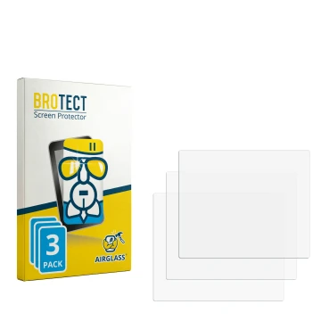 Parte frontal de un envase de producto con el logotipo de la marca BROTECT. Al lado está el protector de pantalla correspondie