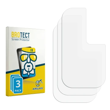 Parte frontal de un envase de producto con el logotipo de la marca BROTECT. Al lado está el protector de pantalla correspondie