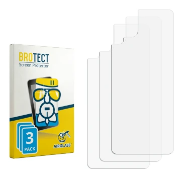 Parte frontal de un envase de producto con el logotipo de la marca BROTECT. Al lado está el protector de pantalla correspondie