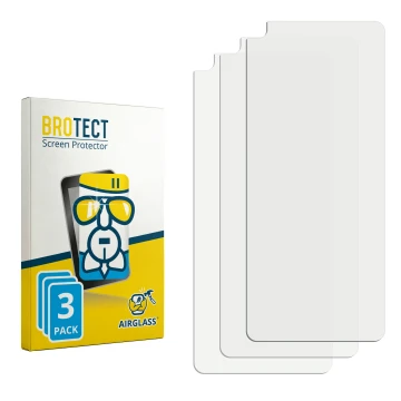 Parte frontal de un envase de producto con el logotipo de la marca BROTECT. Al lado está el protector de pantalla correspondie