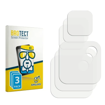 Parte frontal de un envase de producto con el logotipo de la marca BROTECT. Al lado está el protector de pantalla correspondie