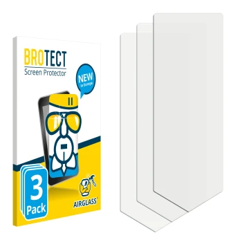 Parte frontal de un envase de producto con el logotipo de la marca BROTECT. Al lado está el protector de pantalla correspondie