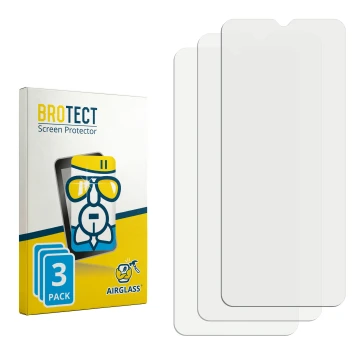 Parte frontal de un envase de producto con el logotipo de la marca BROTECT. Al lado está el protector de pantalla correspondie