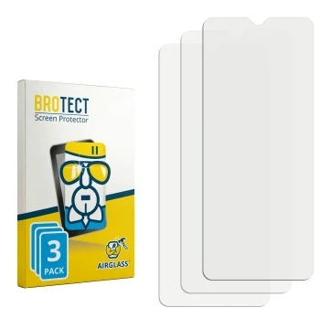 Parte frontal de un envase de producto con el logotipo de la marca BROTECT. Al lado está el protector de pantalla correspondie